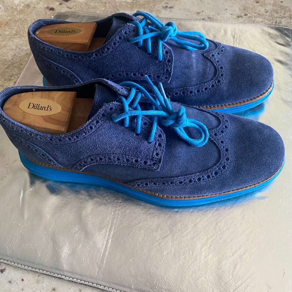Blue suede Cole Haan shoes size 8.5